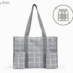 Thirty One Zip Top Organizing Utility Tote Worn Check